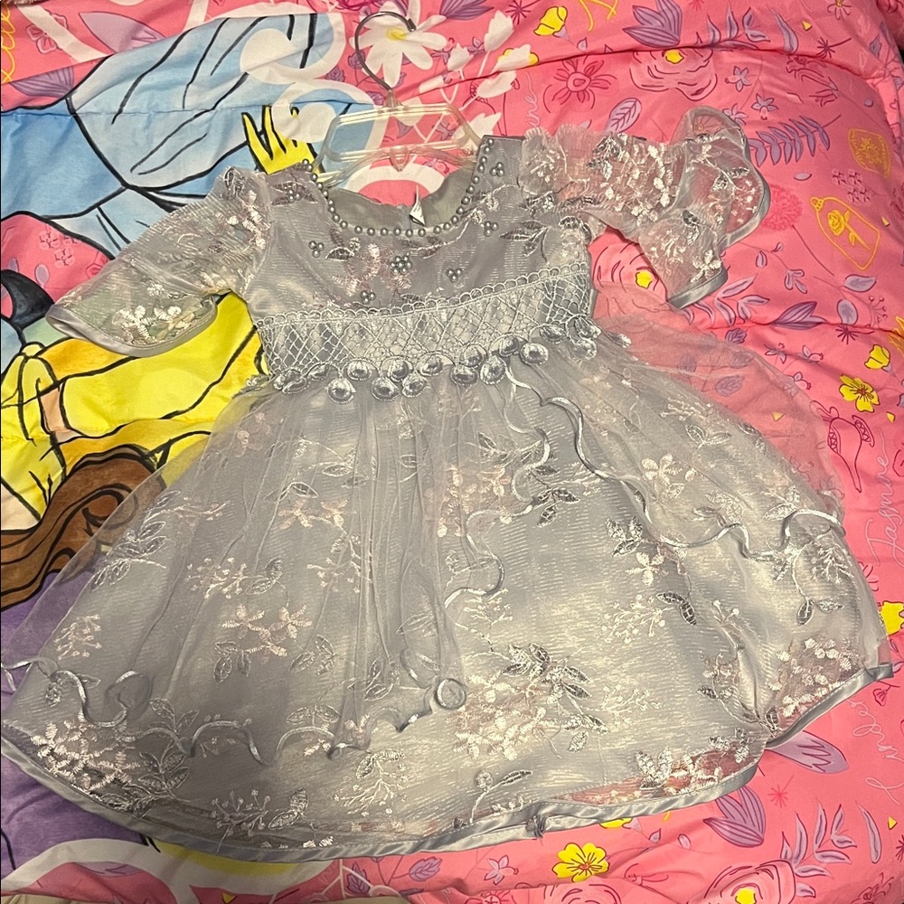 Amazon Kids Formal Dress in Silver and White